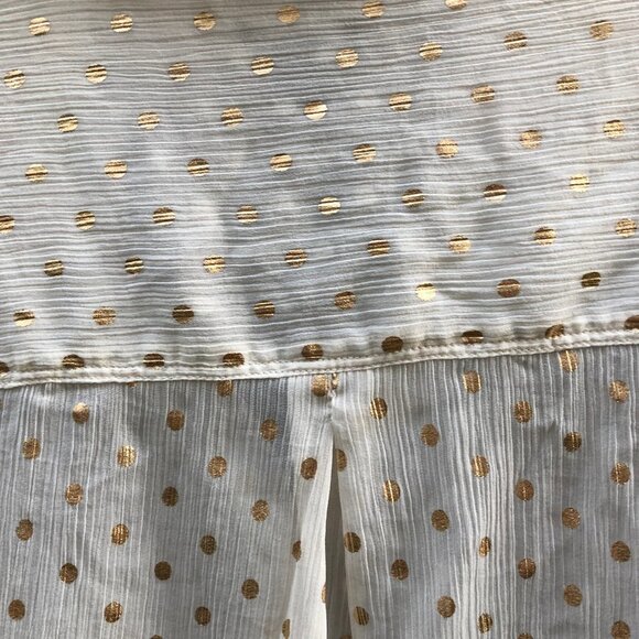 aerie Sheer Gold Polka Dot Long Sleeve Blouse Button Down Medium - Picture 5 of 7
